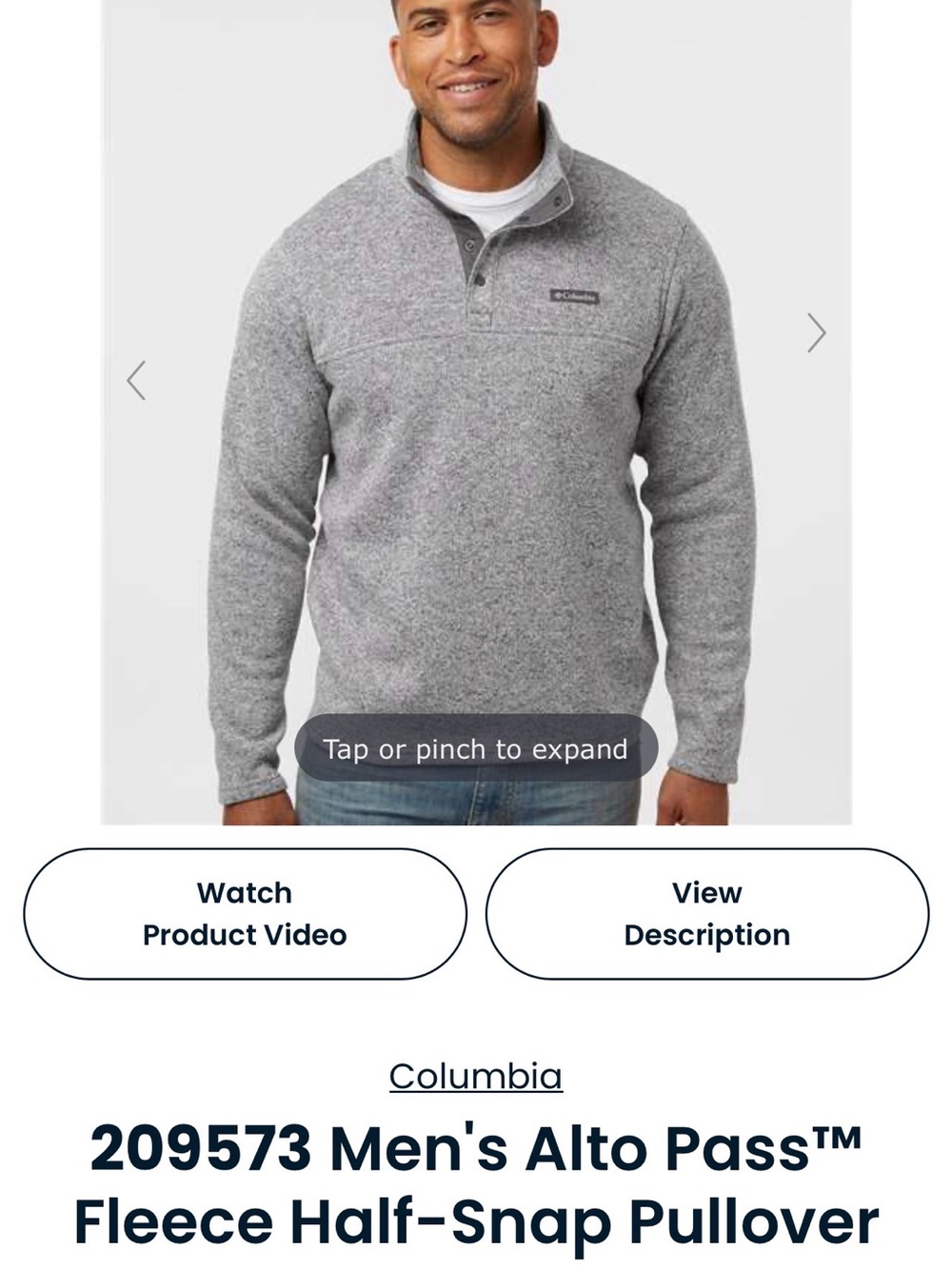 Columbia Gray Half-Snap Fleece Pullover size small#186